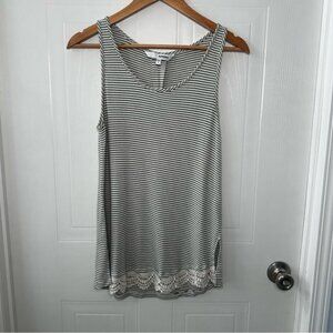 Sonoma Striped Tank Lace Hem Boho Casual Top Size‎ L